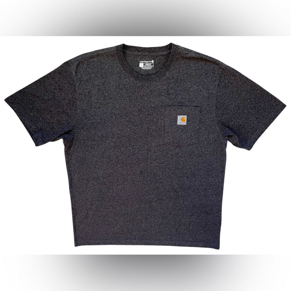 Mens Carhartt Charcoal Gray Logo Box Chest Pocket Tee Shirt Size Large Loose Fit